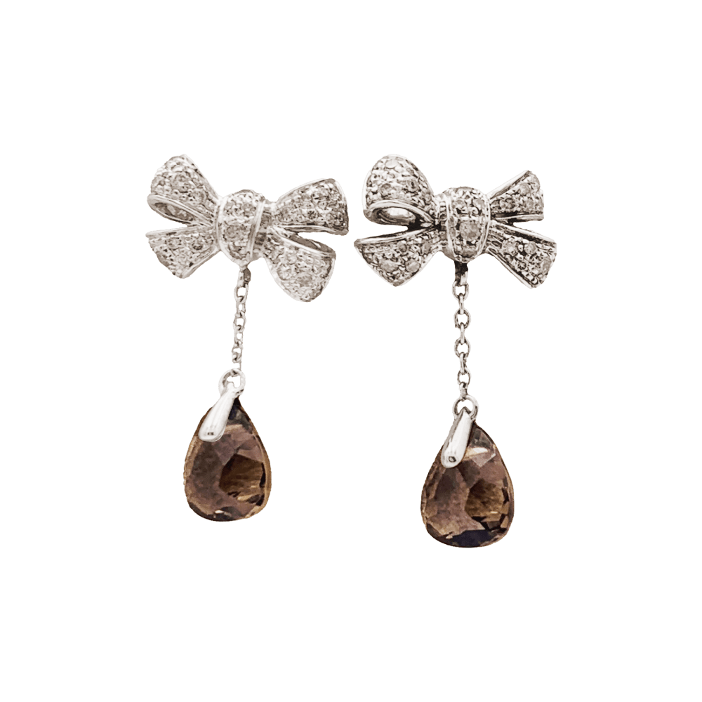 Boucles d'oreilles Pomellato, "Forever", or naturel, diamants, quartz fumé.