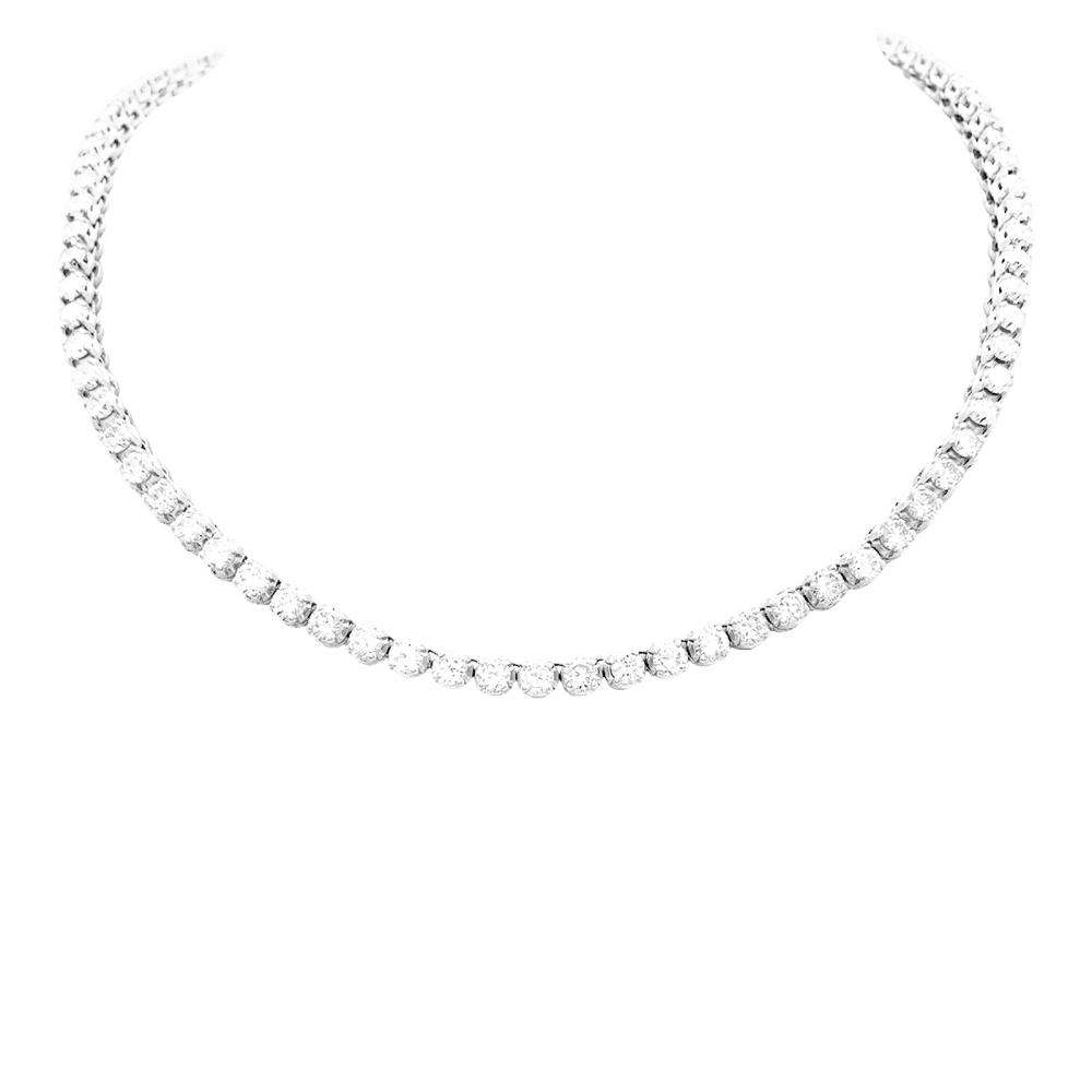 Collier rivière or blanc et diamants.