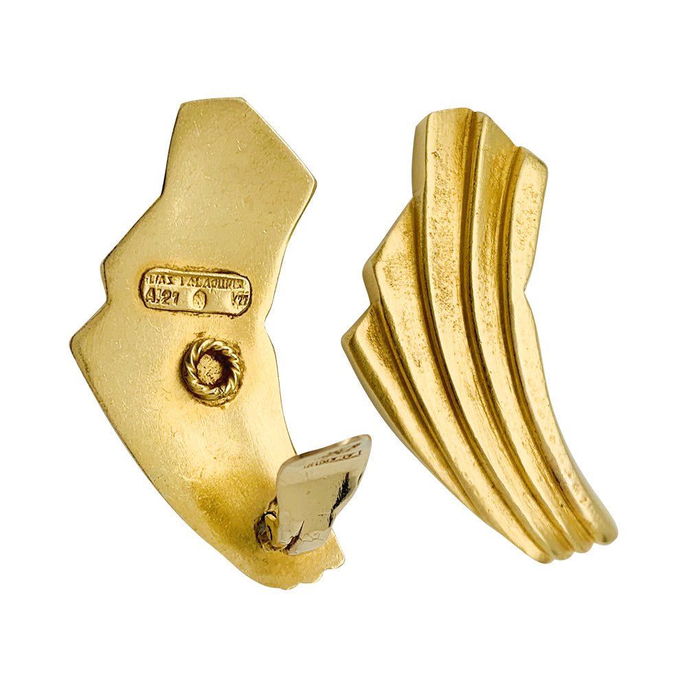 Boucles d'oreilles Lalaounis "Drapé" en or jaune. - Maison Eloe