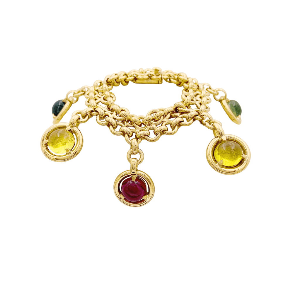 Bracelet or jaune, tourmalines de couleur. - Maison Eloe