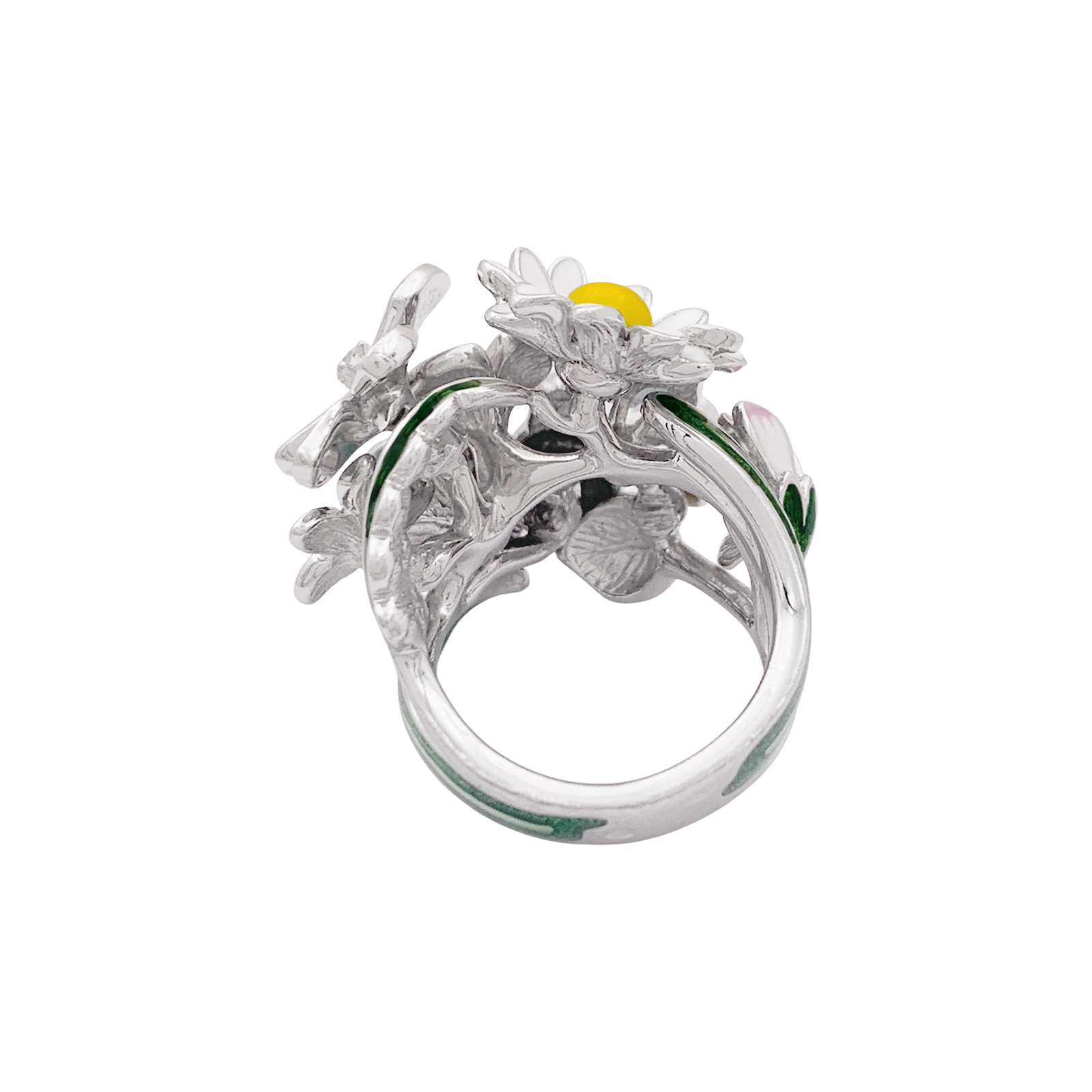 Bague Dior, "Diorette", or blanc, émail, aigue-marine et diamant.