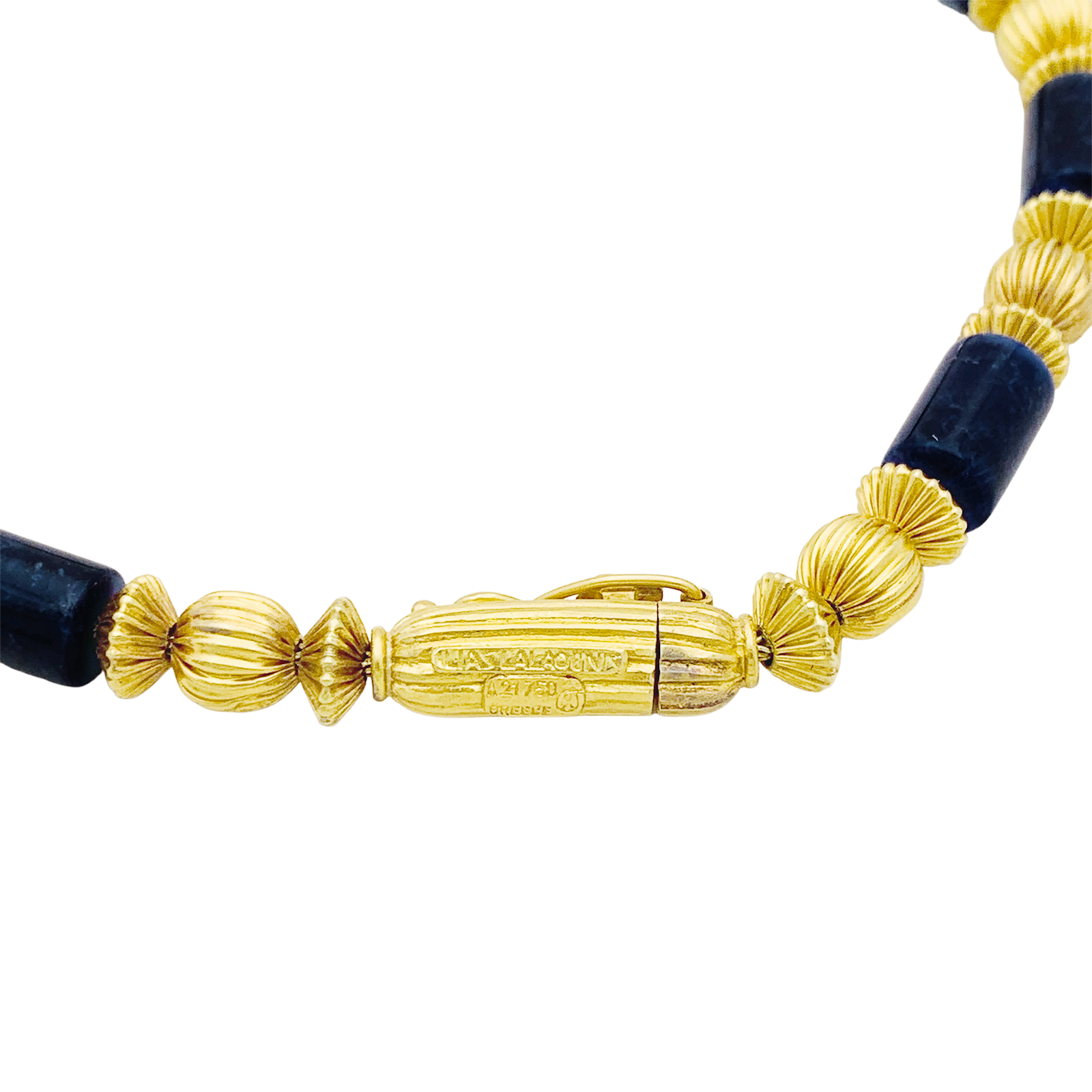 Collier Lalaounis, or jaune, sodalites.