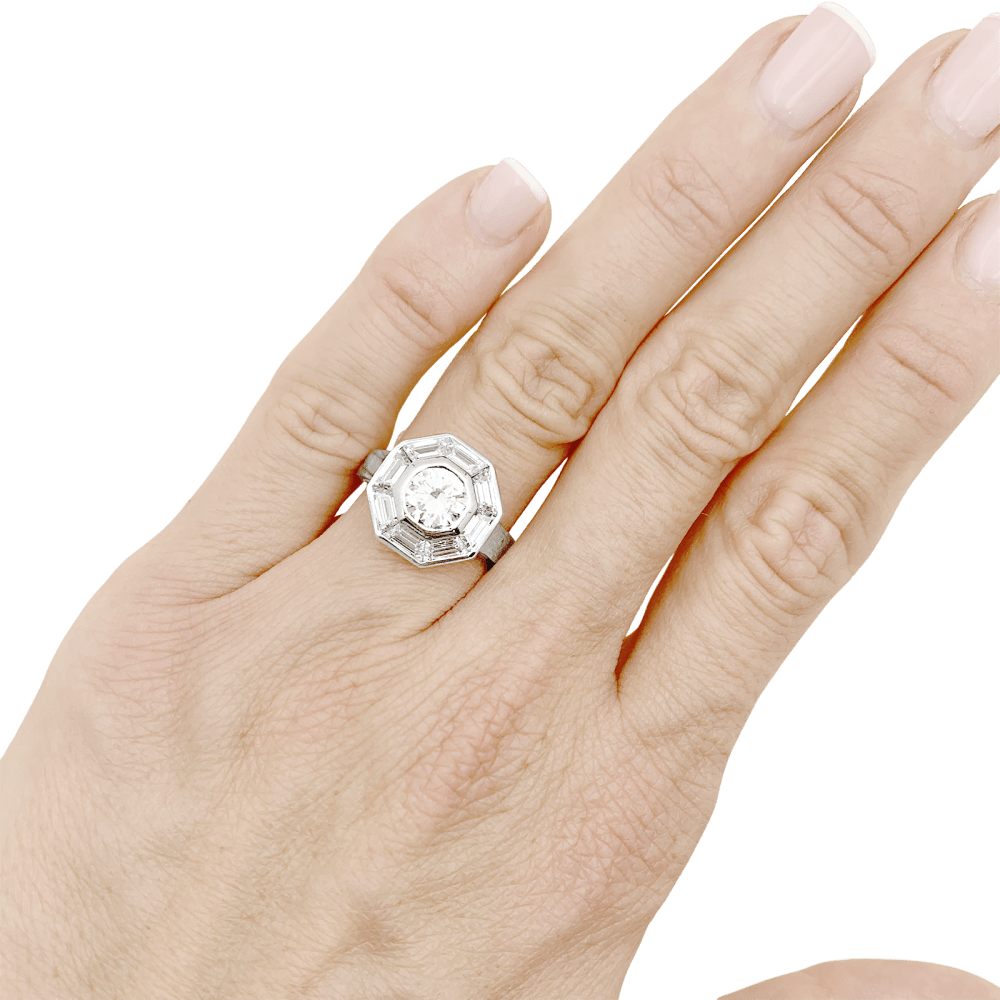 Bague MELLERIO, platine et diamants.