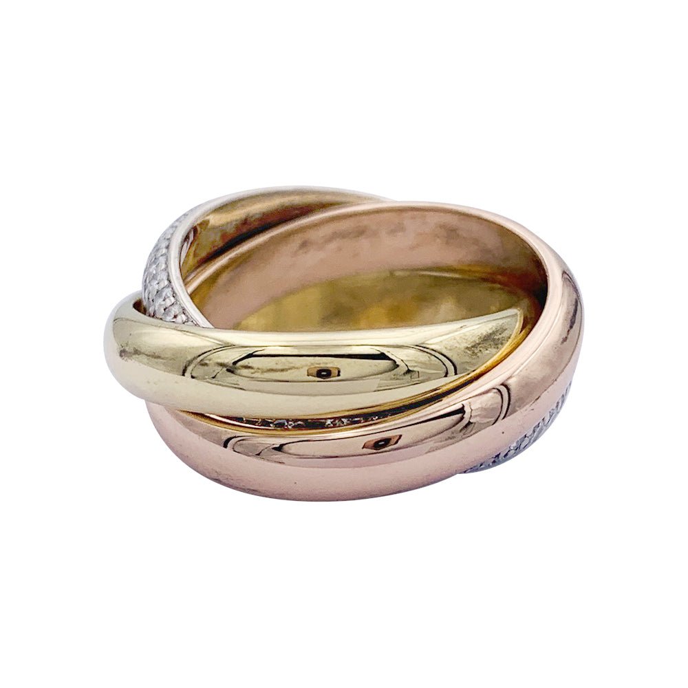 Bague Cartier, "Trinity" classique, 3 ors, diamants. - Maison Eloe