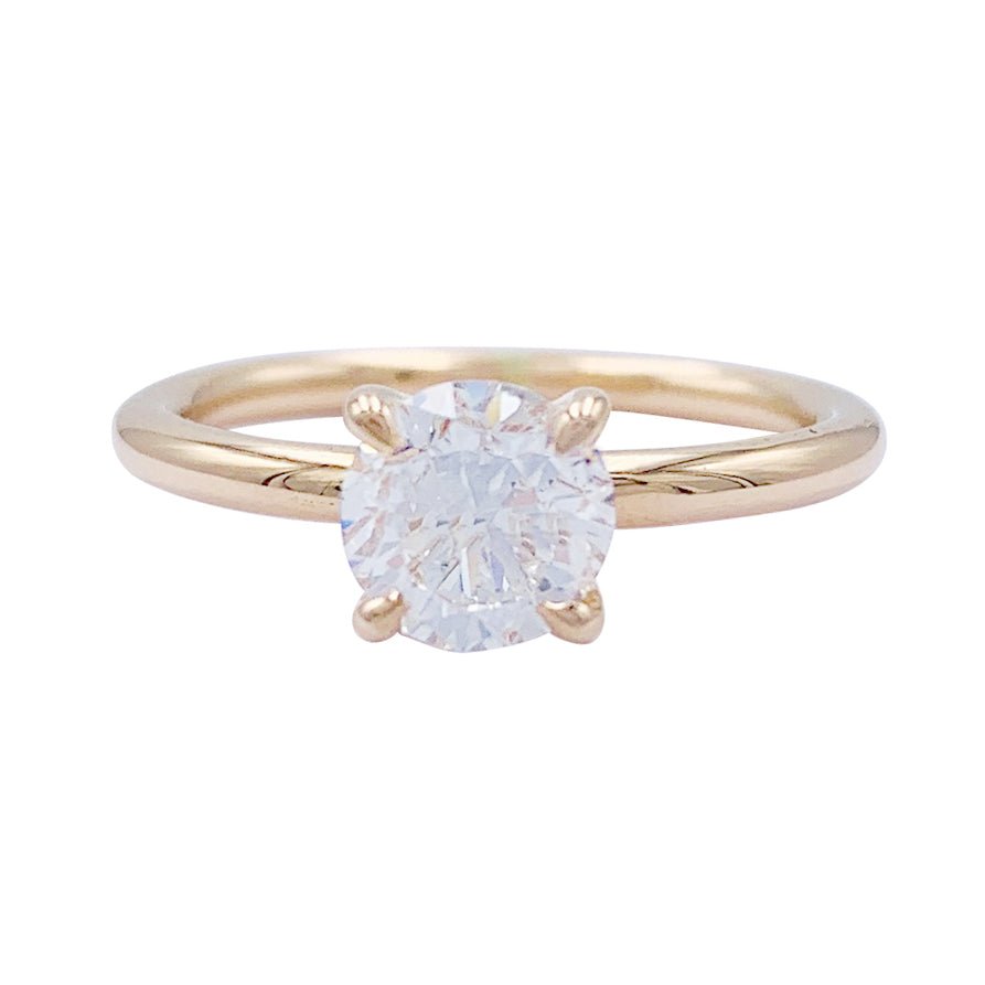 Bague solitaire en or rose, diamant 1 carat. - Maison Eloe