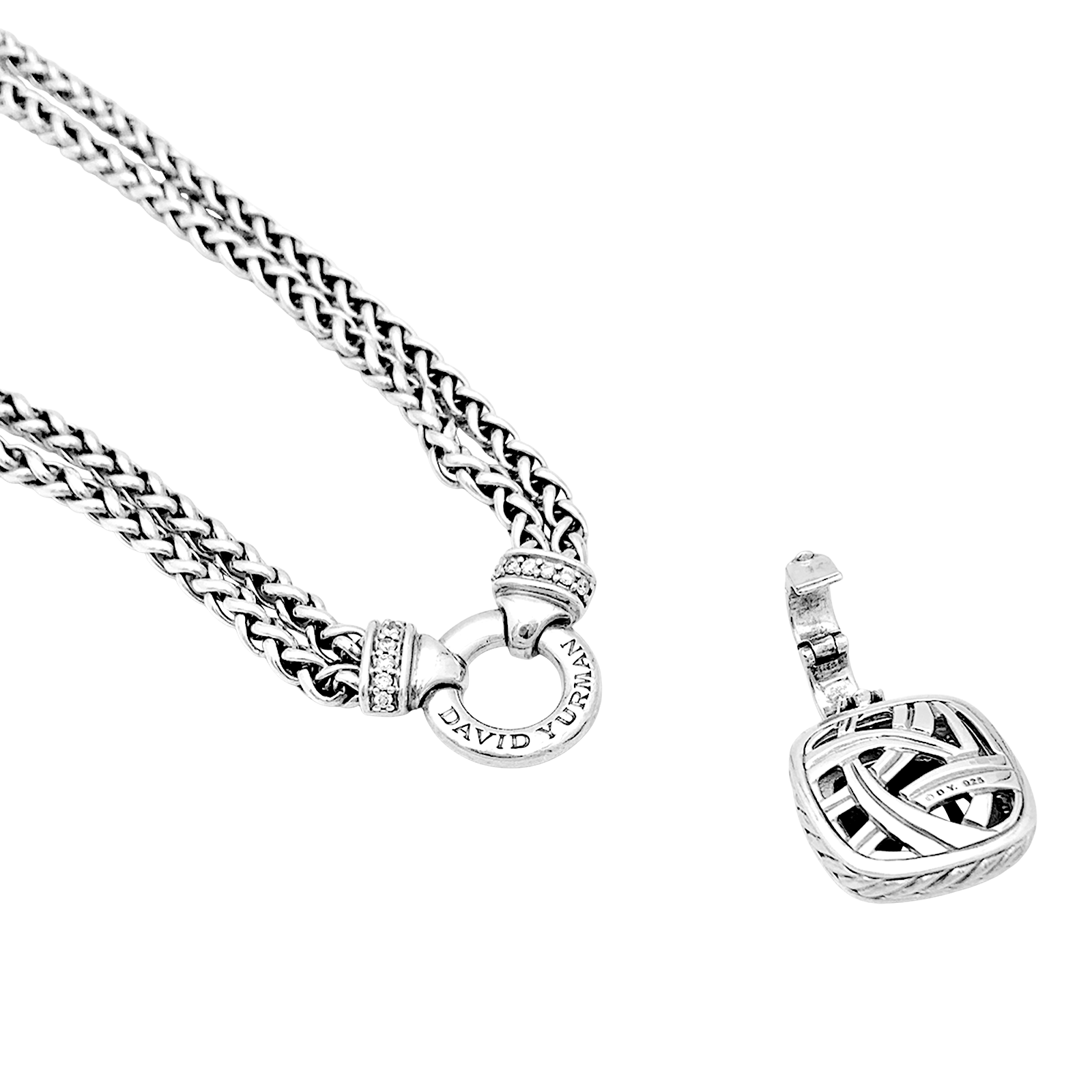 Collier David Yurman, "Grand Albion", argent, hématite, diamants.