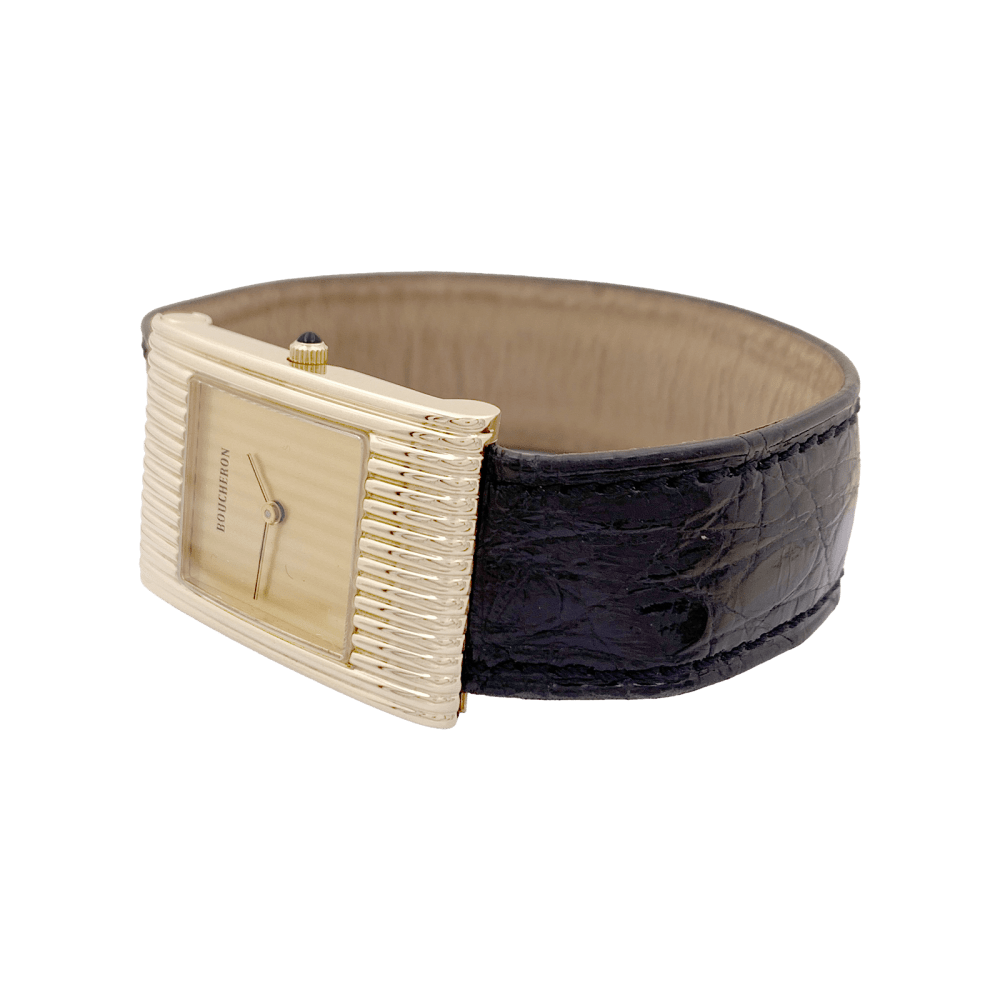 Montre Boucheron, "Reflet", or jaune, cuir. - Maison Eloe