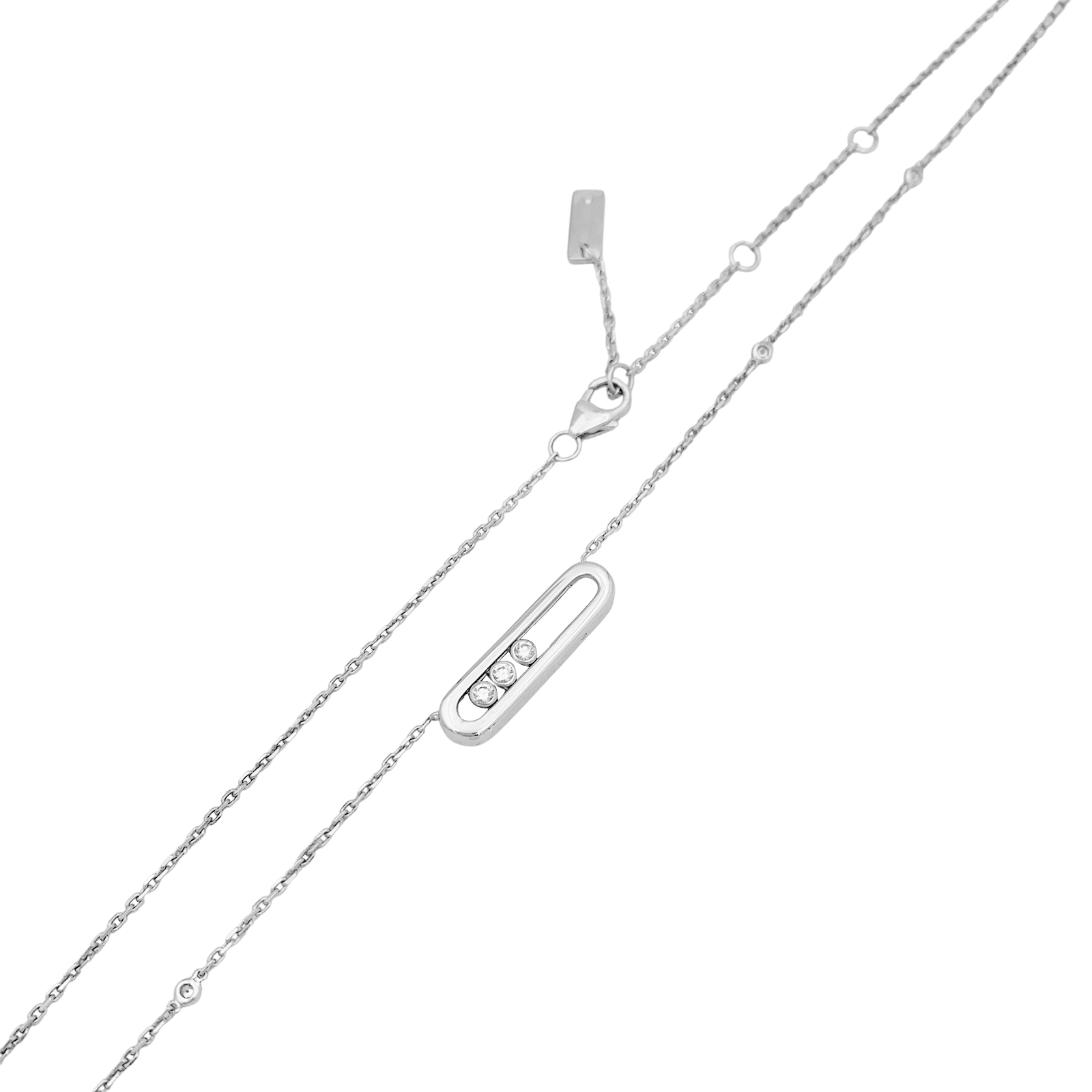 Collier-Sautoir Messika, "Baby Move", or blanc, diamants.