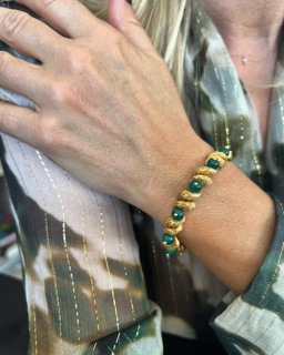 Cartier, Bracelet vinage or jaune Chrysoprases