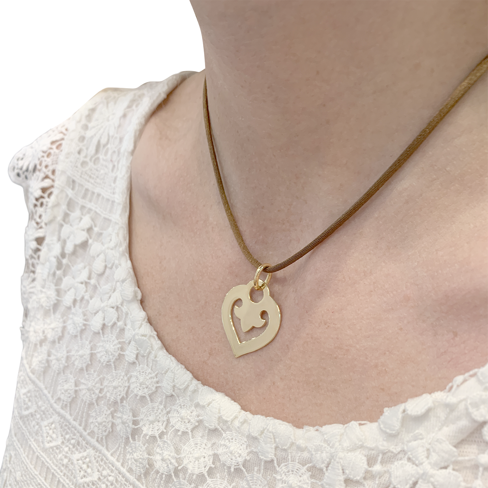 Pendentif O.J.Perrin, "Coeur Légendes", or jaune.