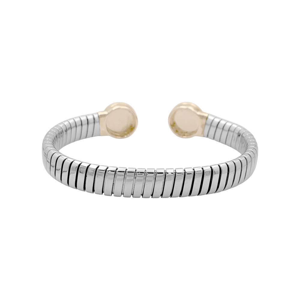 Bracelet Bulgari, "Bulgari - Bulgari", acier, or jaune et onyx. 35154 - Maison Eloe