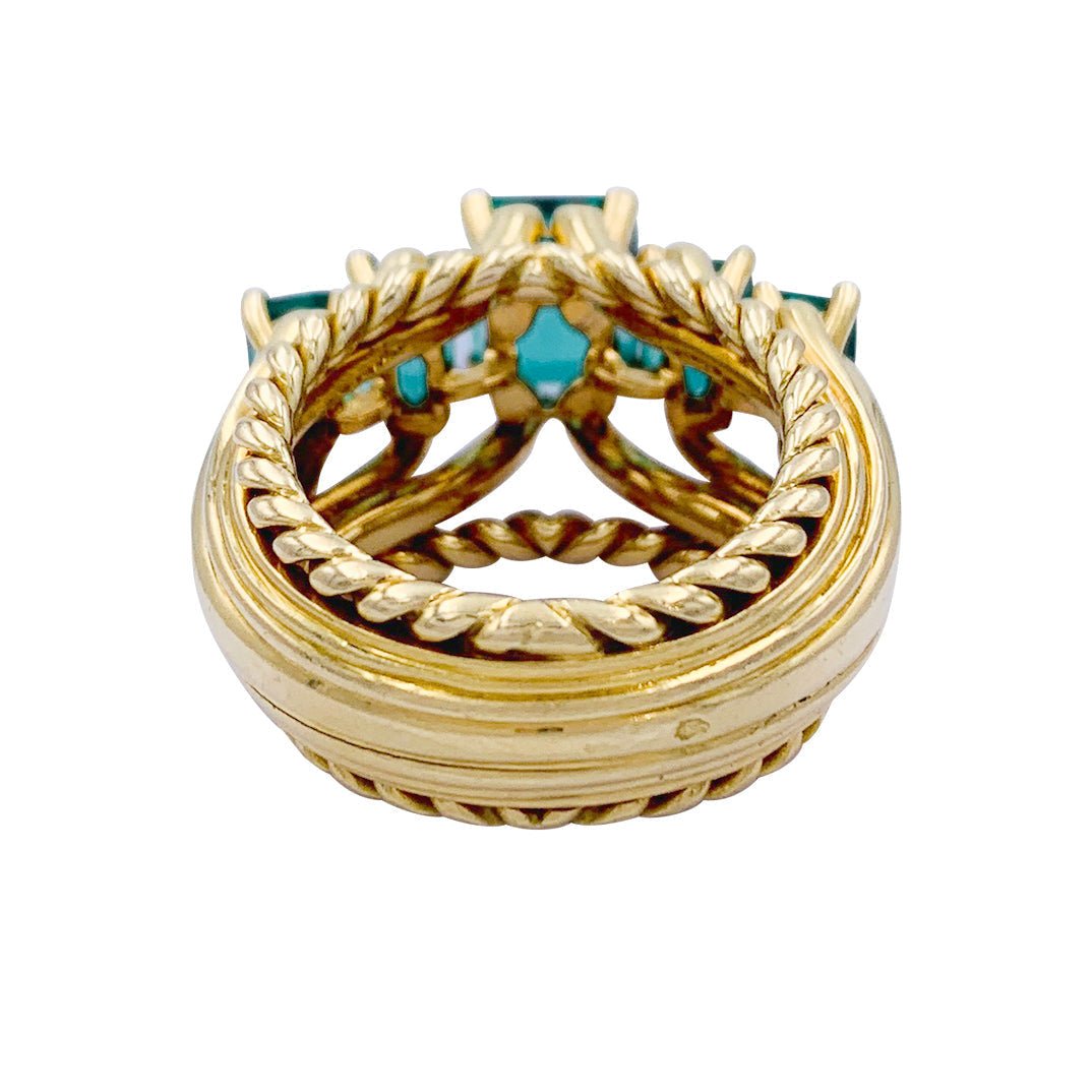 Bague vintage or jaune, émeraudes. - Maison Eloe