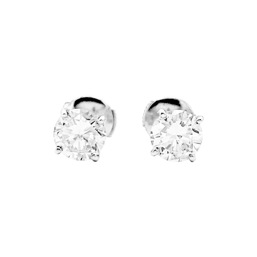 Boucles d'oreilles or blanc et diamants. - Maison Eloe