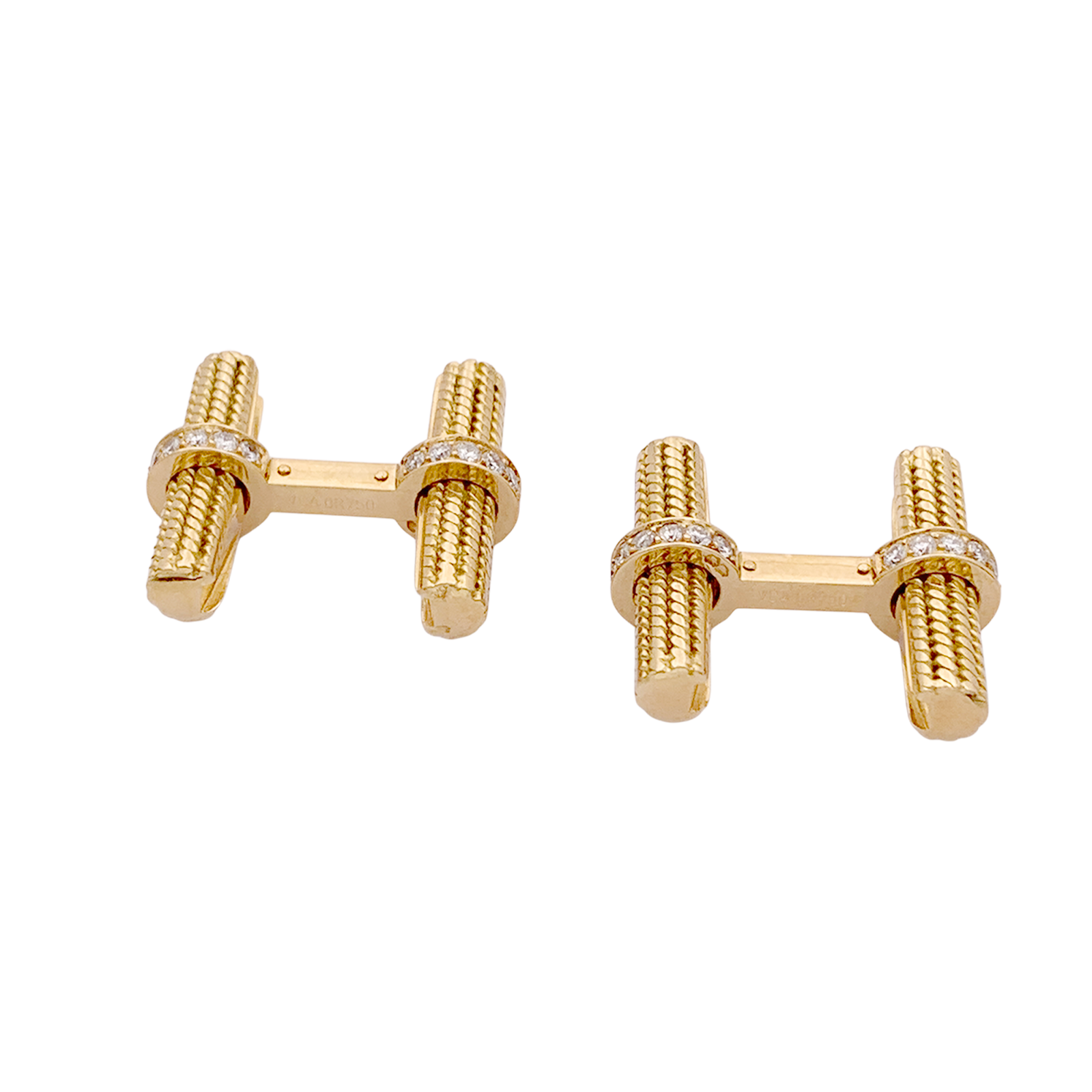 Boutons de manchette VAN CLEEF ET ARPELS, or jaune et diamants.