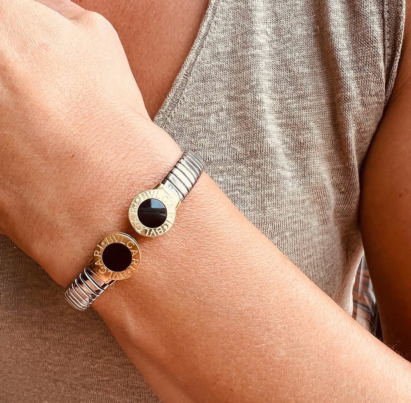 Gold and steel bracelet from Bvlgari