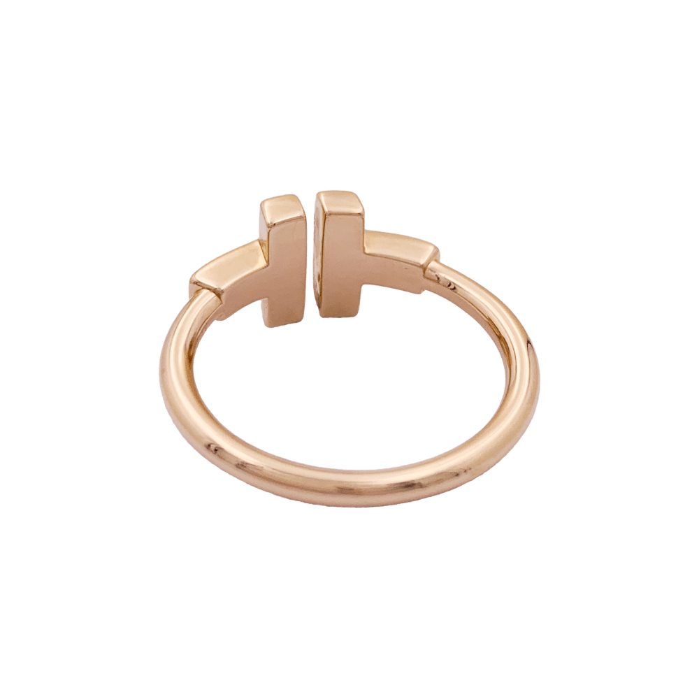 Bague Tiffany & Co, "Wire" collection "Tiffany T" or rose et onyx.