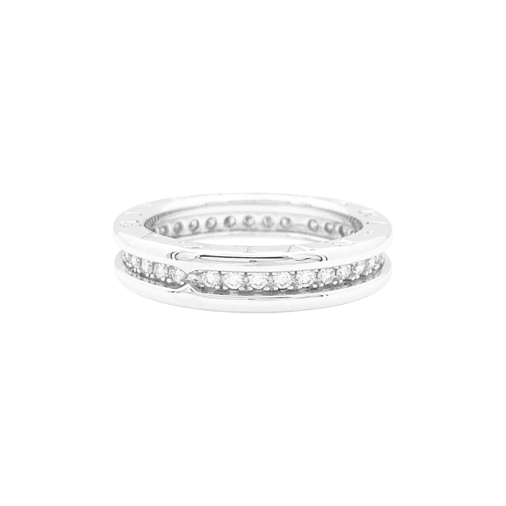 Bague Bulgari, "Alliance B.Zero1", or blanc et diamants.
