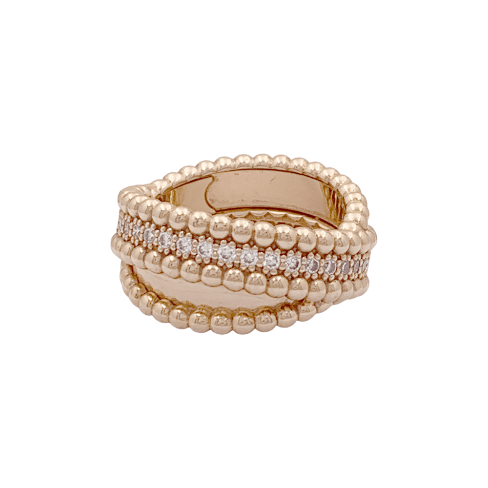 Bague VAN CLEEF ET ARPELS,"Duo Perlée", or rose, diamants.