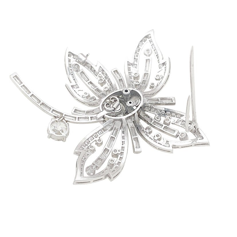 Broche "Fleur" platine, or blanc, diamants. - Maison Eloe