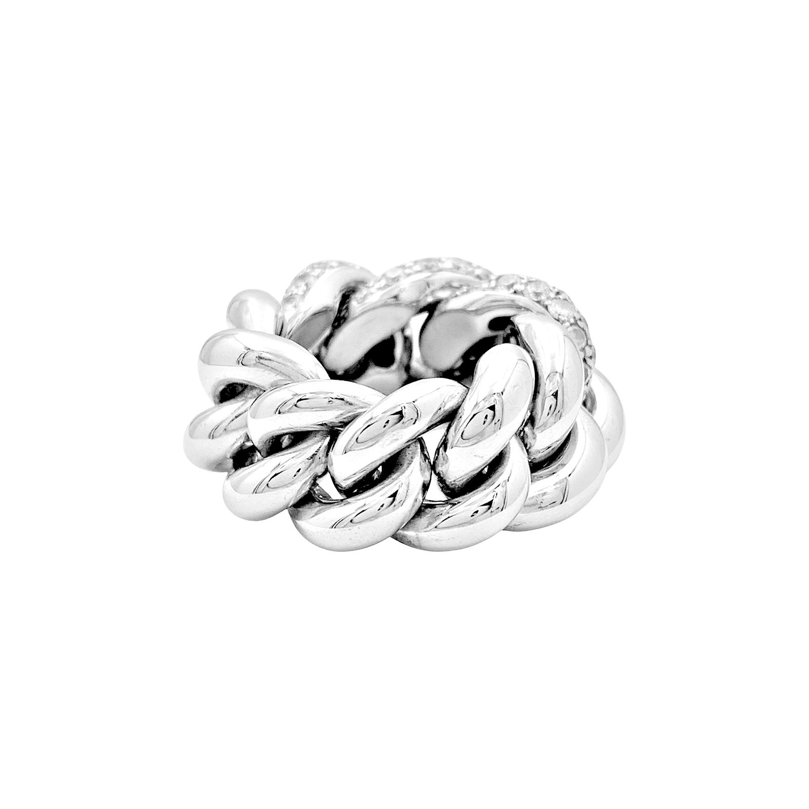 Bague Pomellato "Catene", or blanc et diamants.