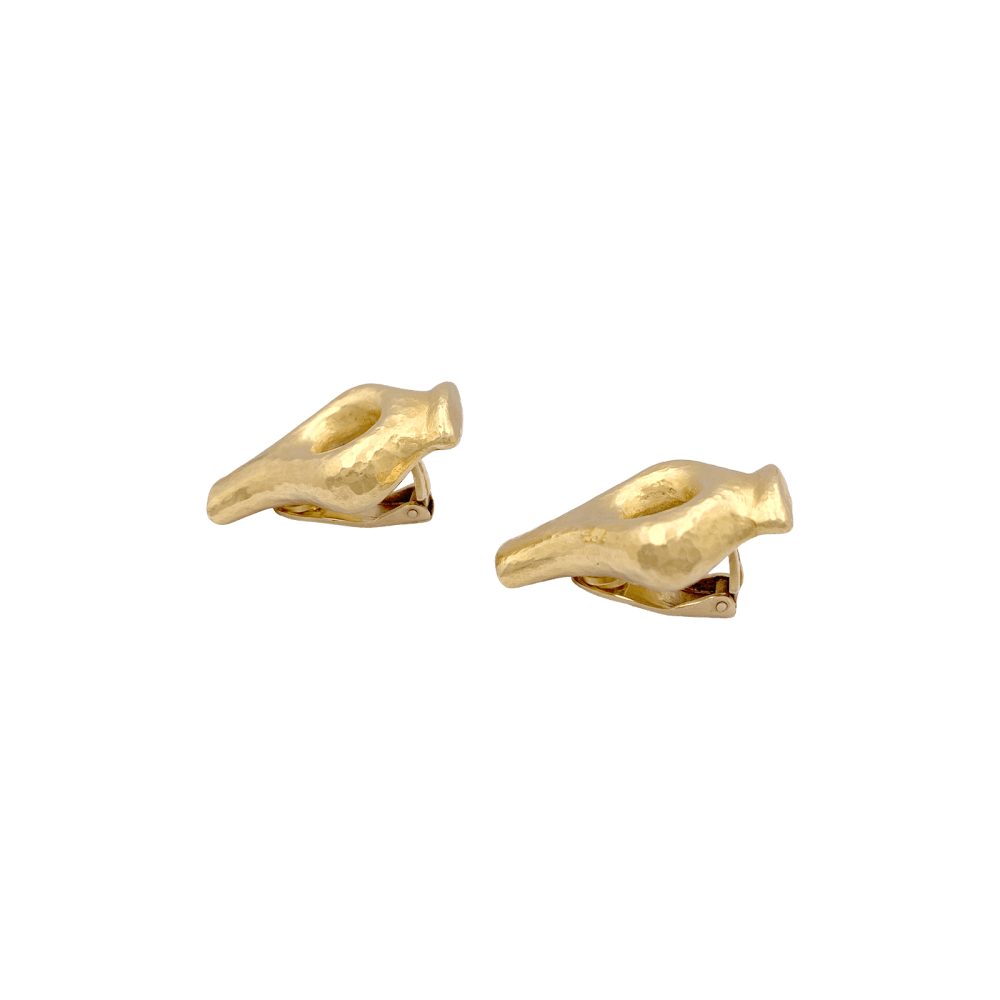 Boucles d'oreilles Lalaounis « Mesopotamia », or jaune martelé.