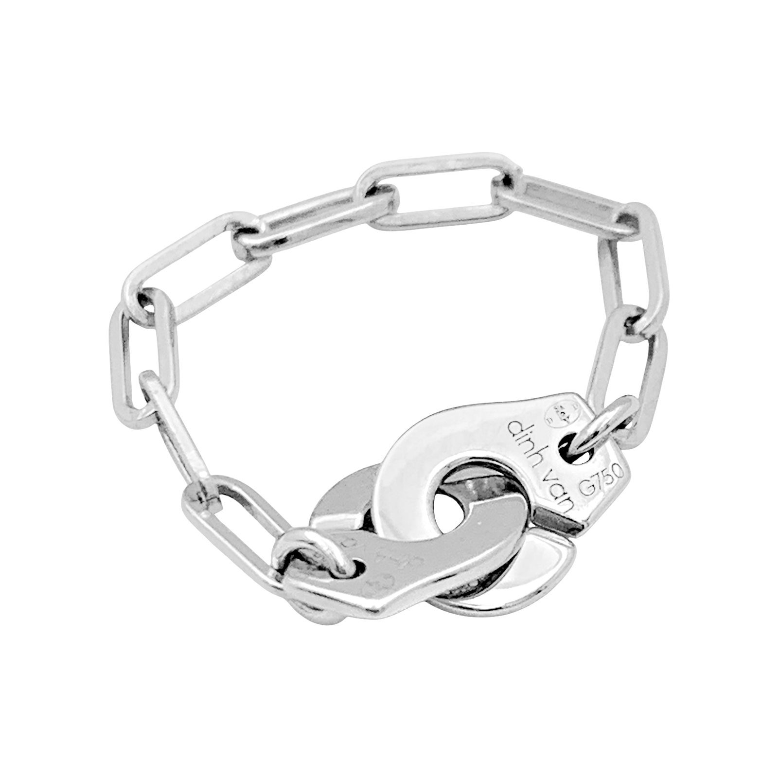Bague Dinh Van, "Menottes R7.5", or blanc, diamants.