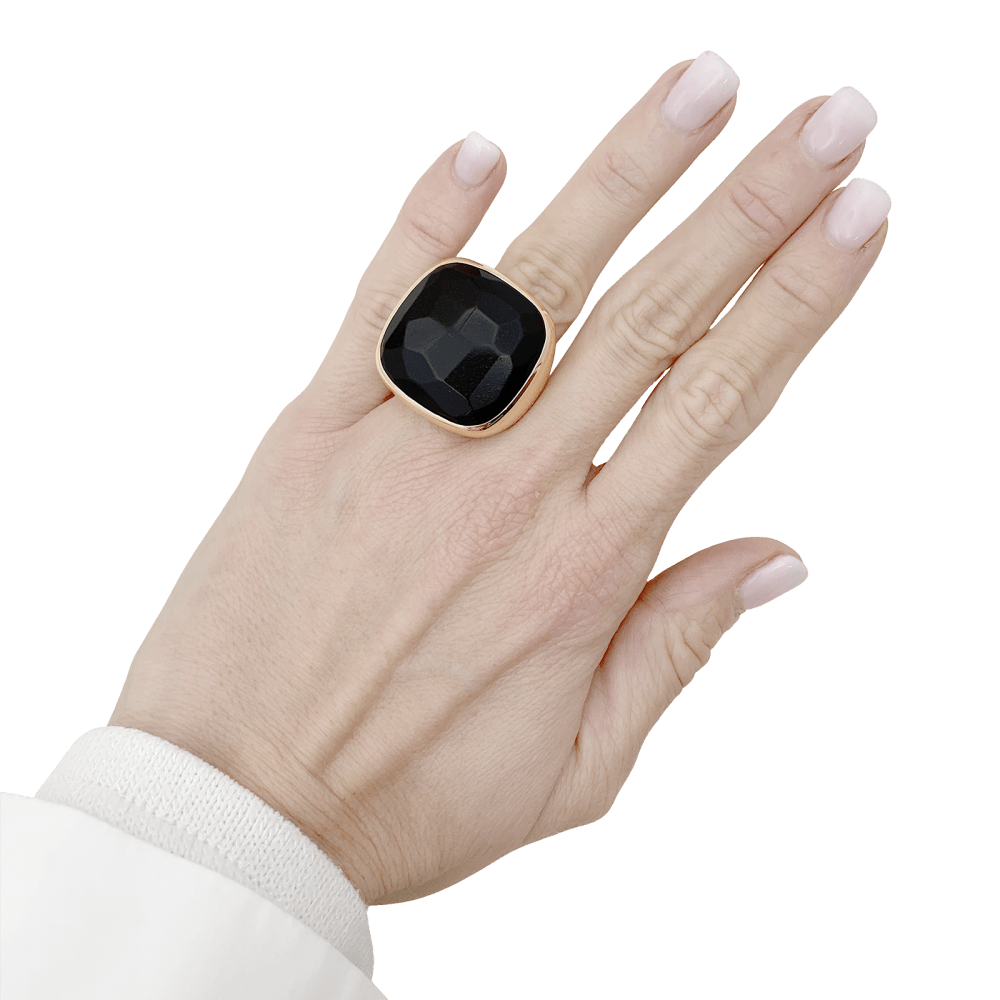 Bague Pomellato "Victoria", or rose, jais.