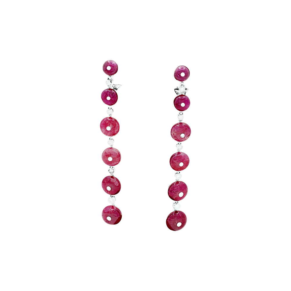 Boucles d'oreilles Repossi, or blanc, rubis et diamants.