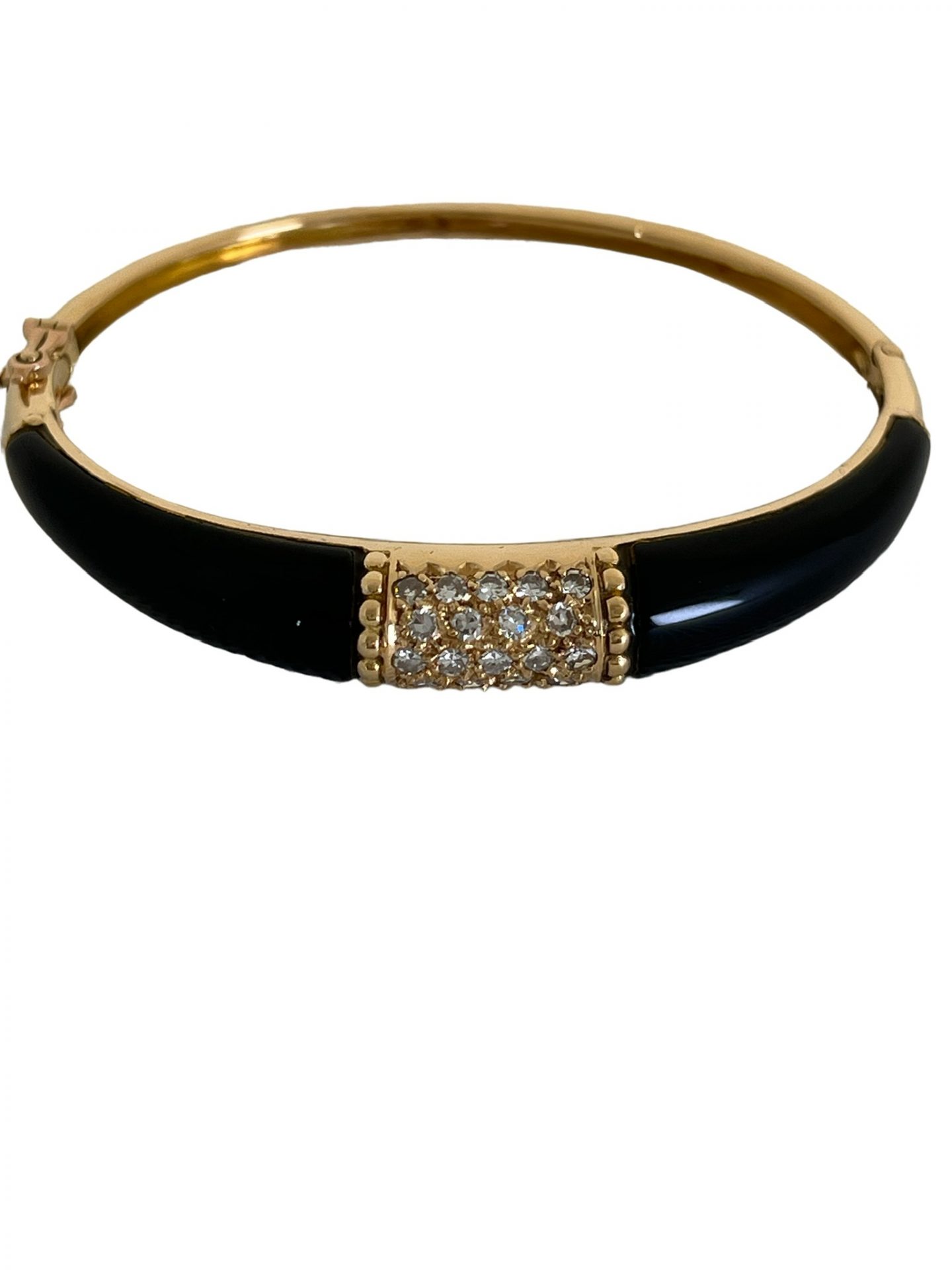 Bracelet signé Pierre et Jean Bellin en or, onyx et diamants.