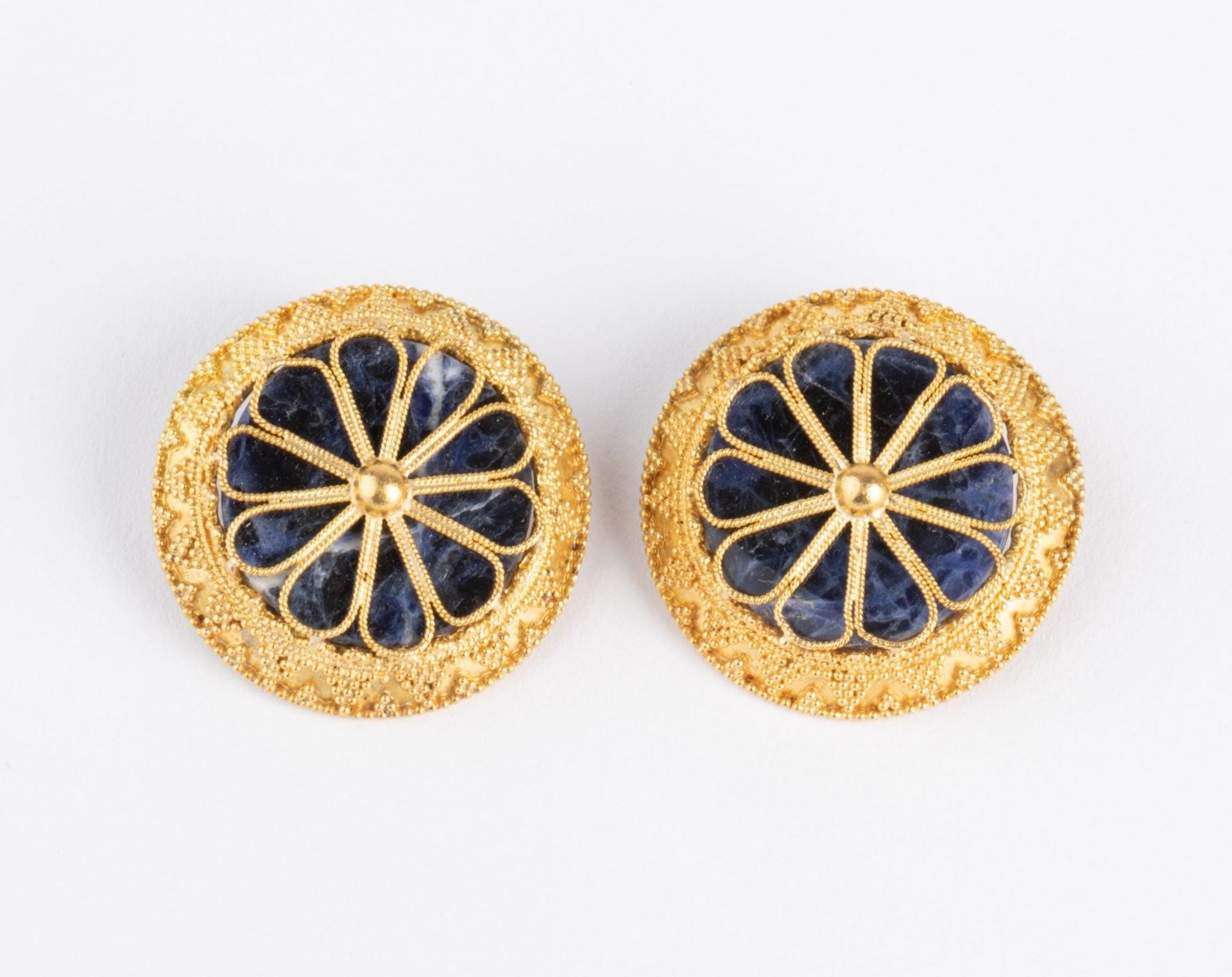 Lalaounis, boucles d'oreilles en or et sodalite