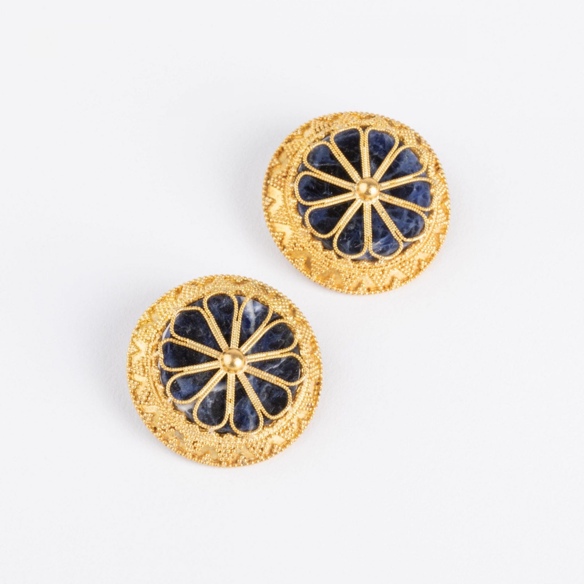 Lalaounis, boucles d'oreilles en or et sodalite