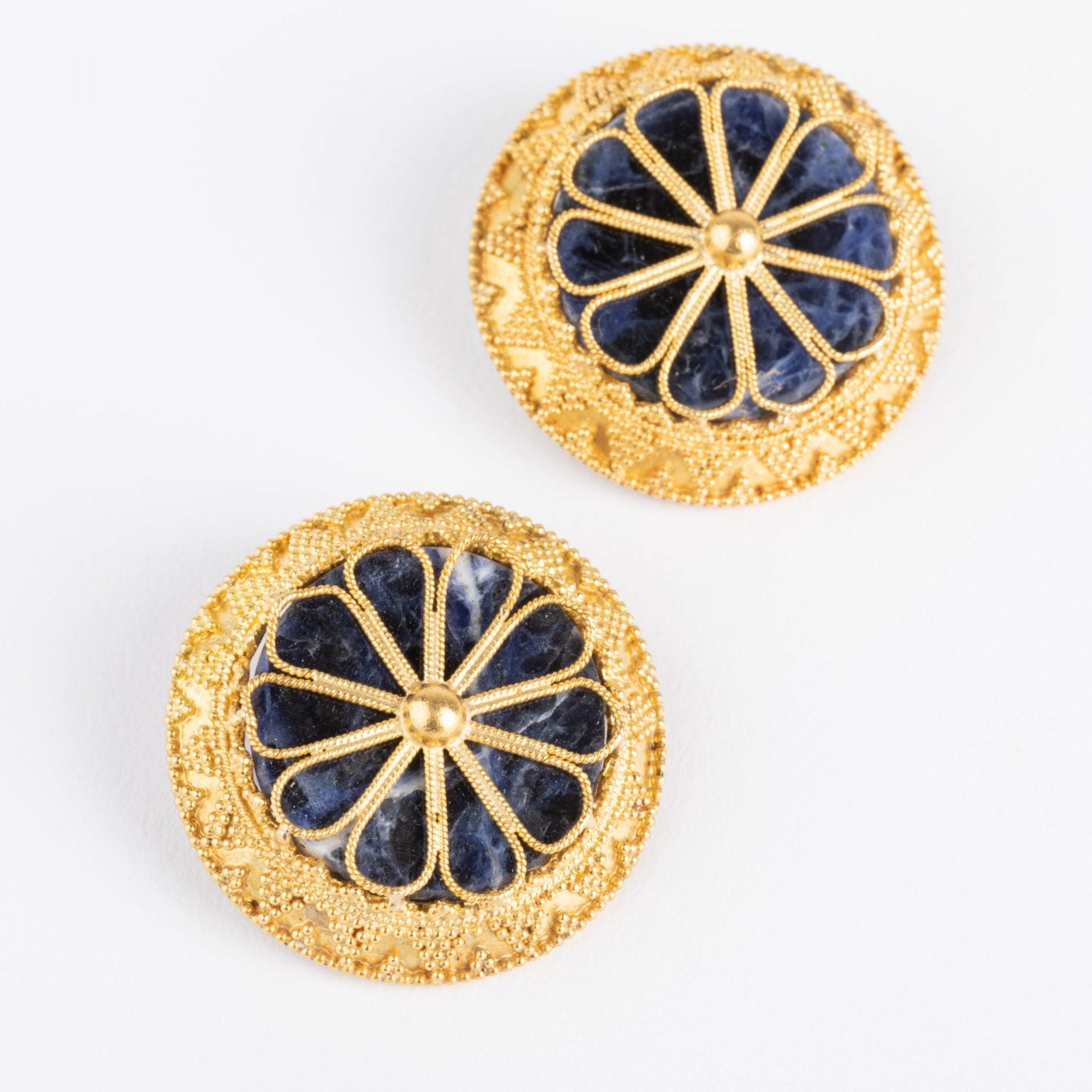 Lalaounis, gold and sodalite earrings