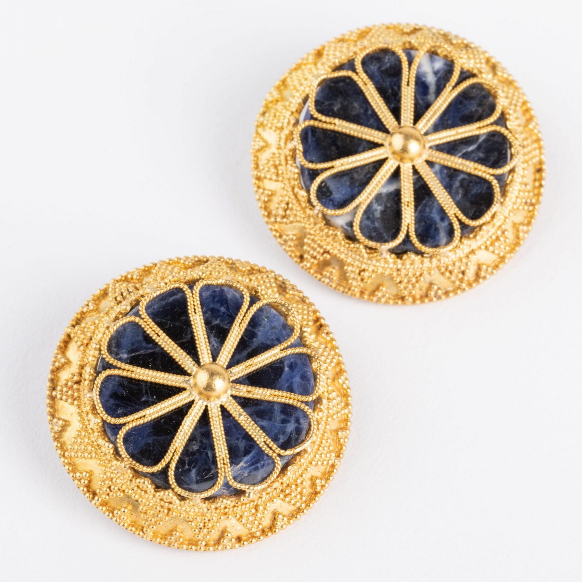 Lalaounis, gold and sodalite earrings