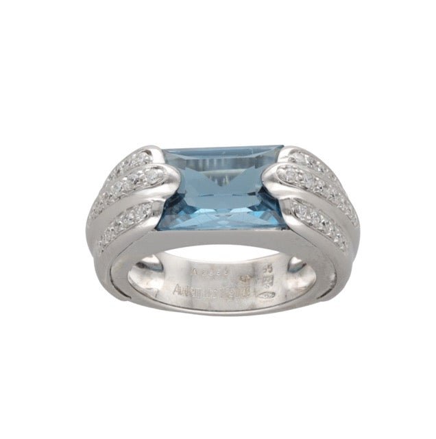 Audemars Piguet bague or gris topaze bleue et diamants - Maison Eloe