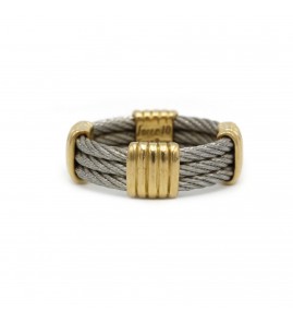 Fred Paris bague  de la collection "Force 10" en or et acier