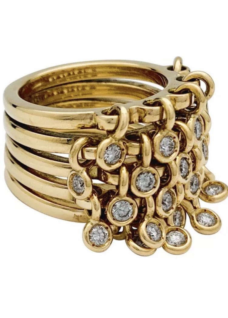 Dior ring, "Coquine" model, in yellow gold and diamonds.