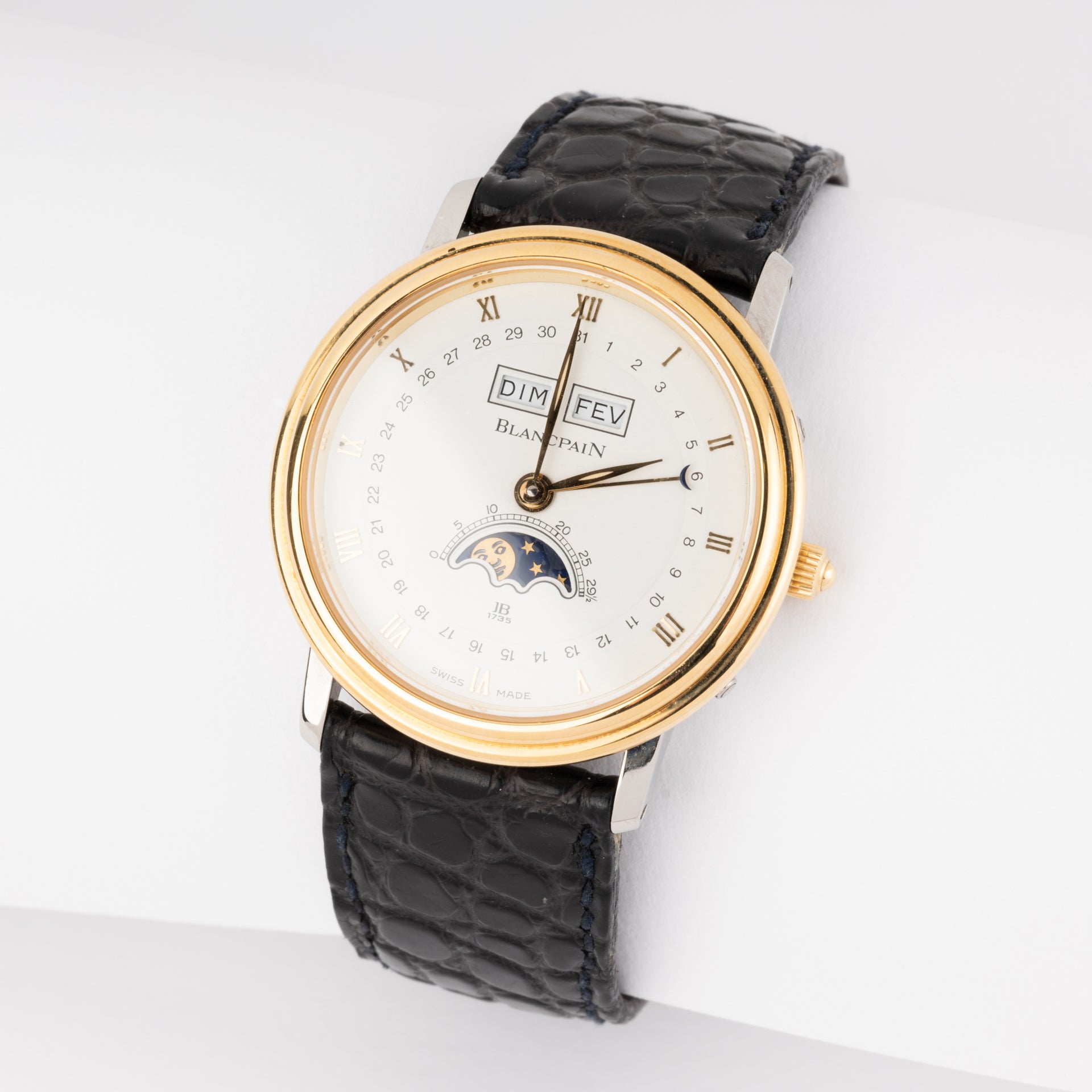 Montre Blancpain "Villeret" en or et acier , bracelet cuir