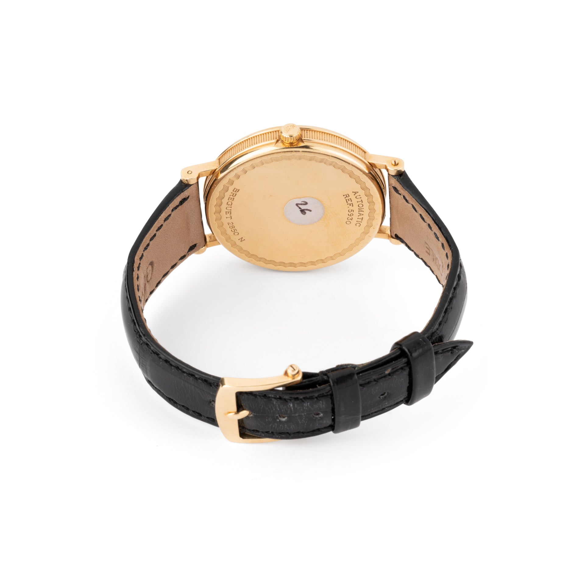 Breguet "Marine" watch in 18K yellow gold on leather strap