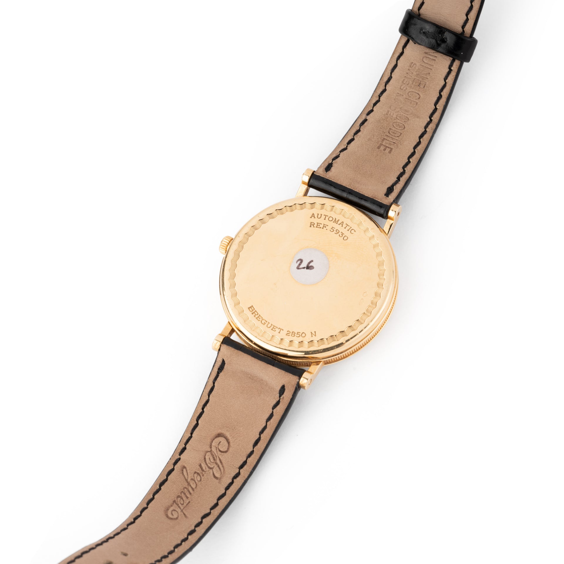 Breguet "Marine" watch in 18K yellow gold on leather strap