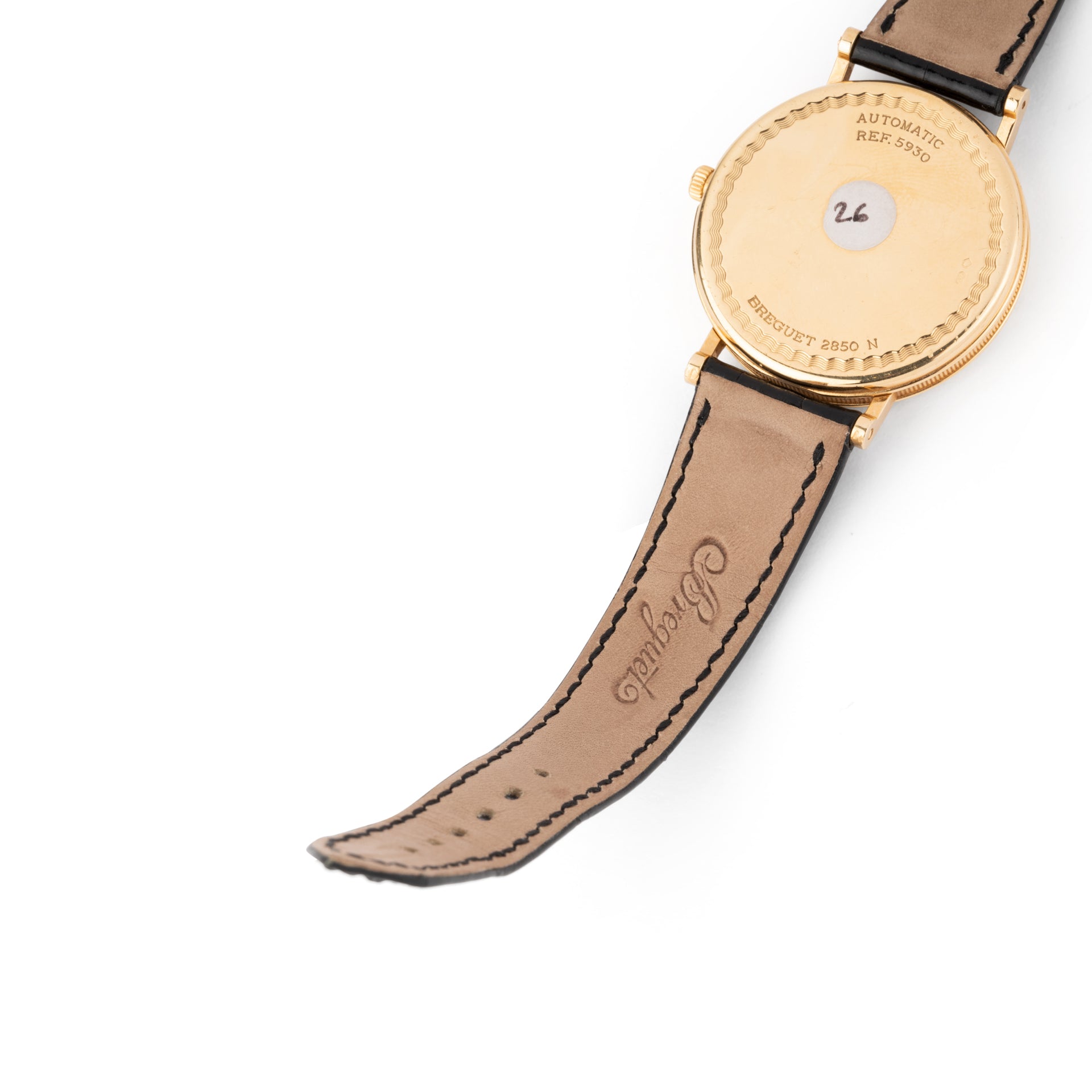 Breguet "Marine" watch in 18K yellow gold on leather strap