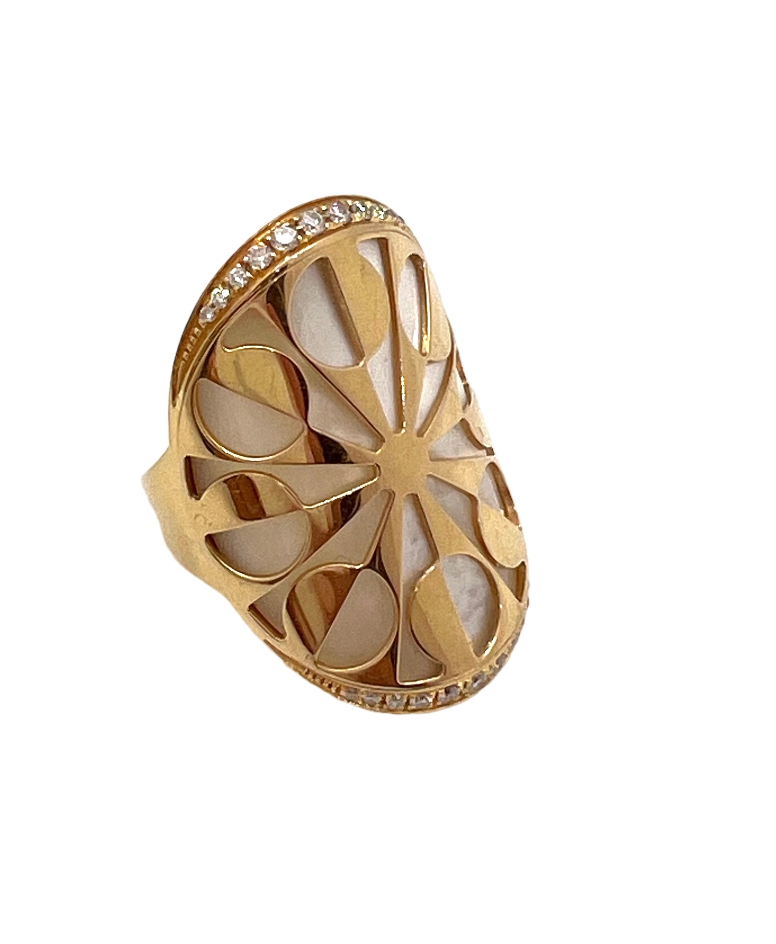 Bague Bulgari en or rose, nacre et diamants