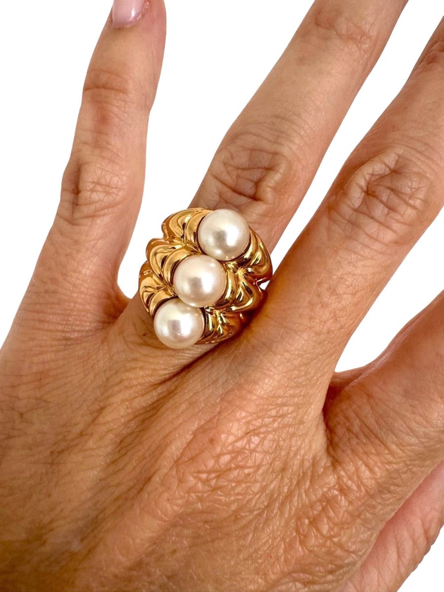 Bague Bvlgari Vintage or jaune Perles - Maison Eloe