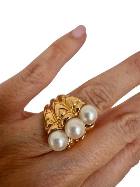Bague Bvlgari Vintage or jaune Perles - Maison Eloe
