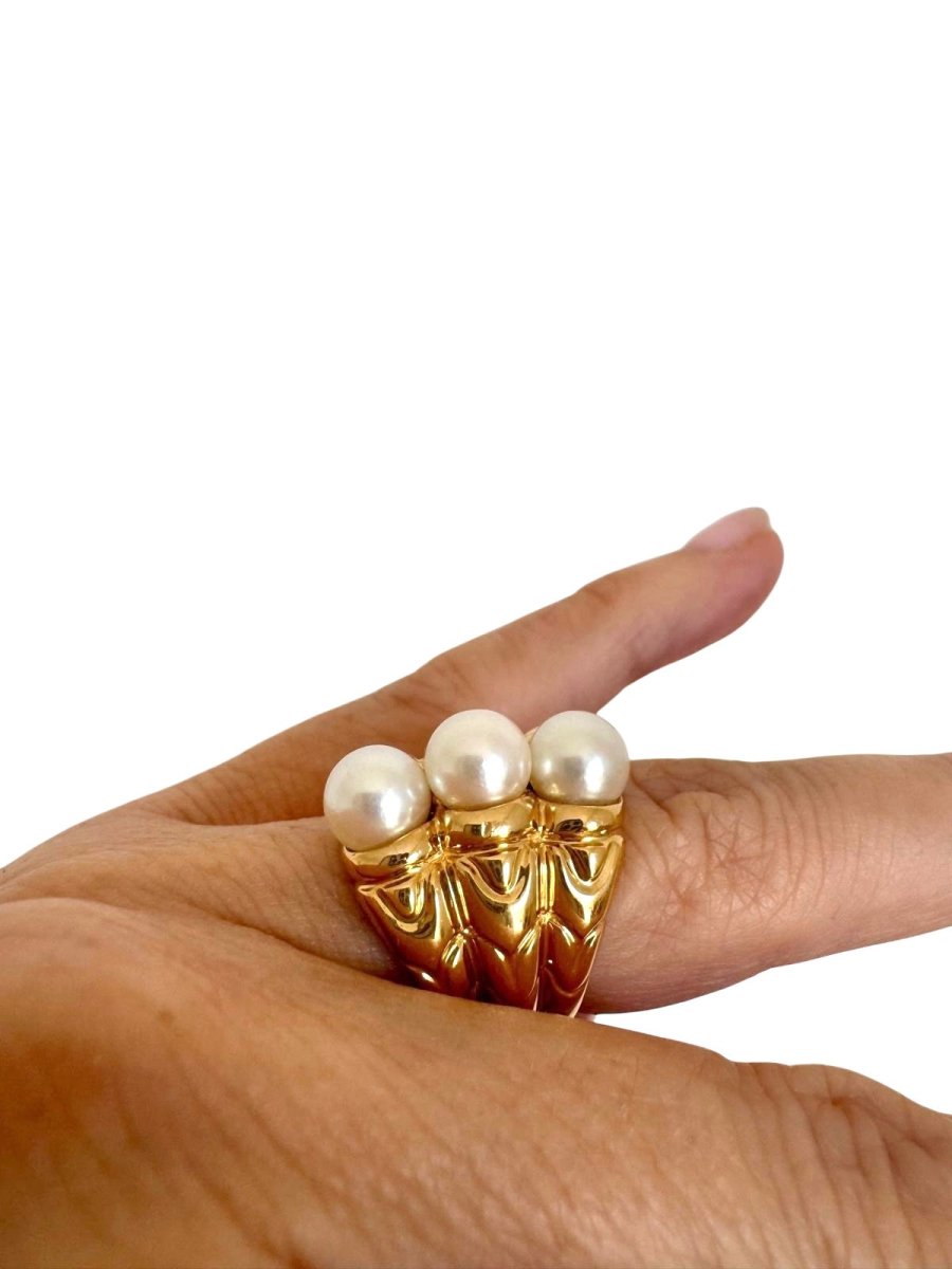 Bague Bvlgari Vintage or jaune Perles - Maison Eloe