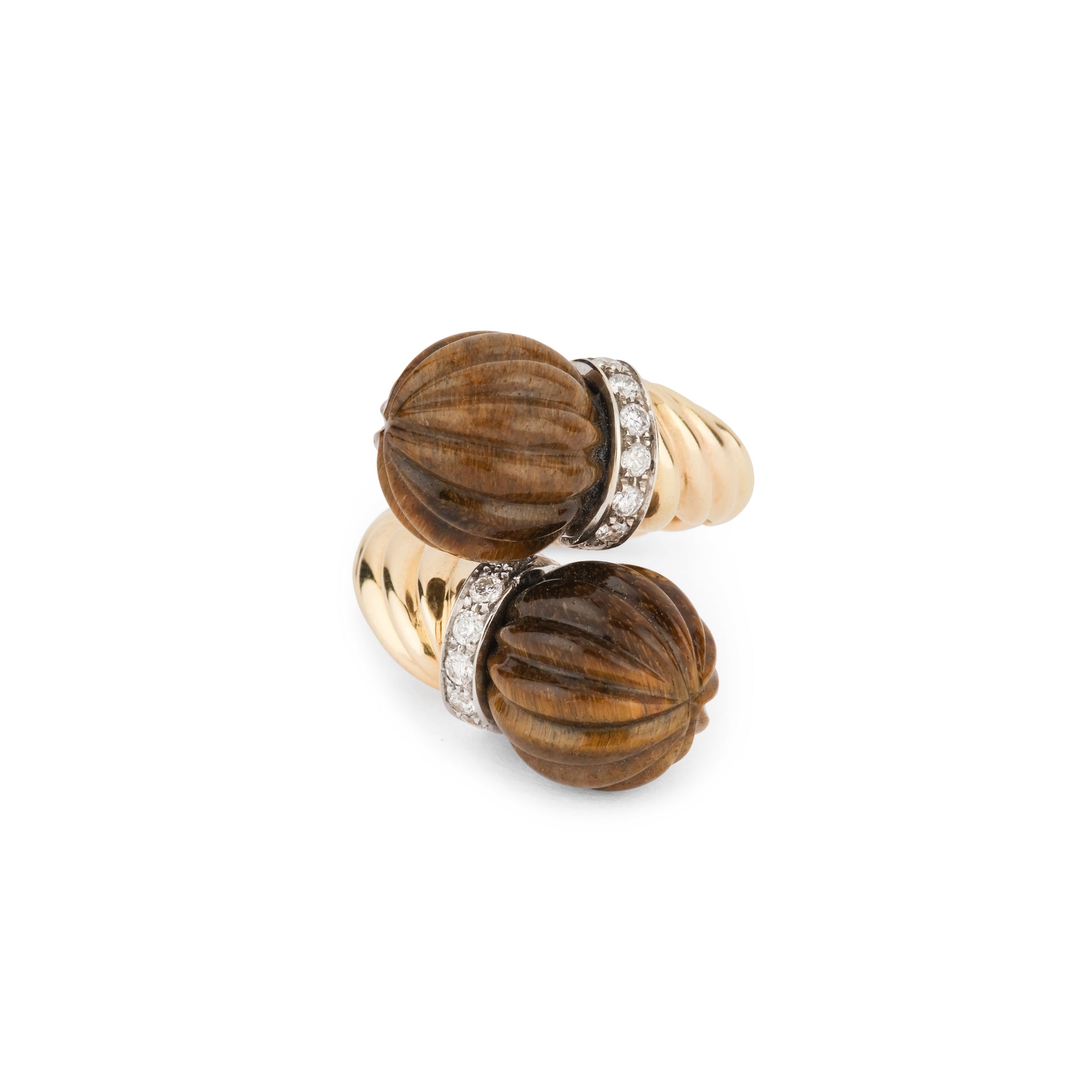 Chaumet Bague Or jaune, Diamants et Oeil de tigre