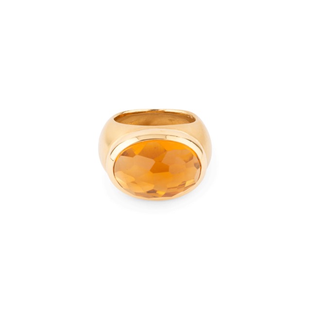 Bague Pomellato "Iceberg" or rose sablé, citrine
