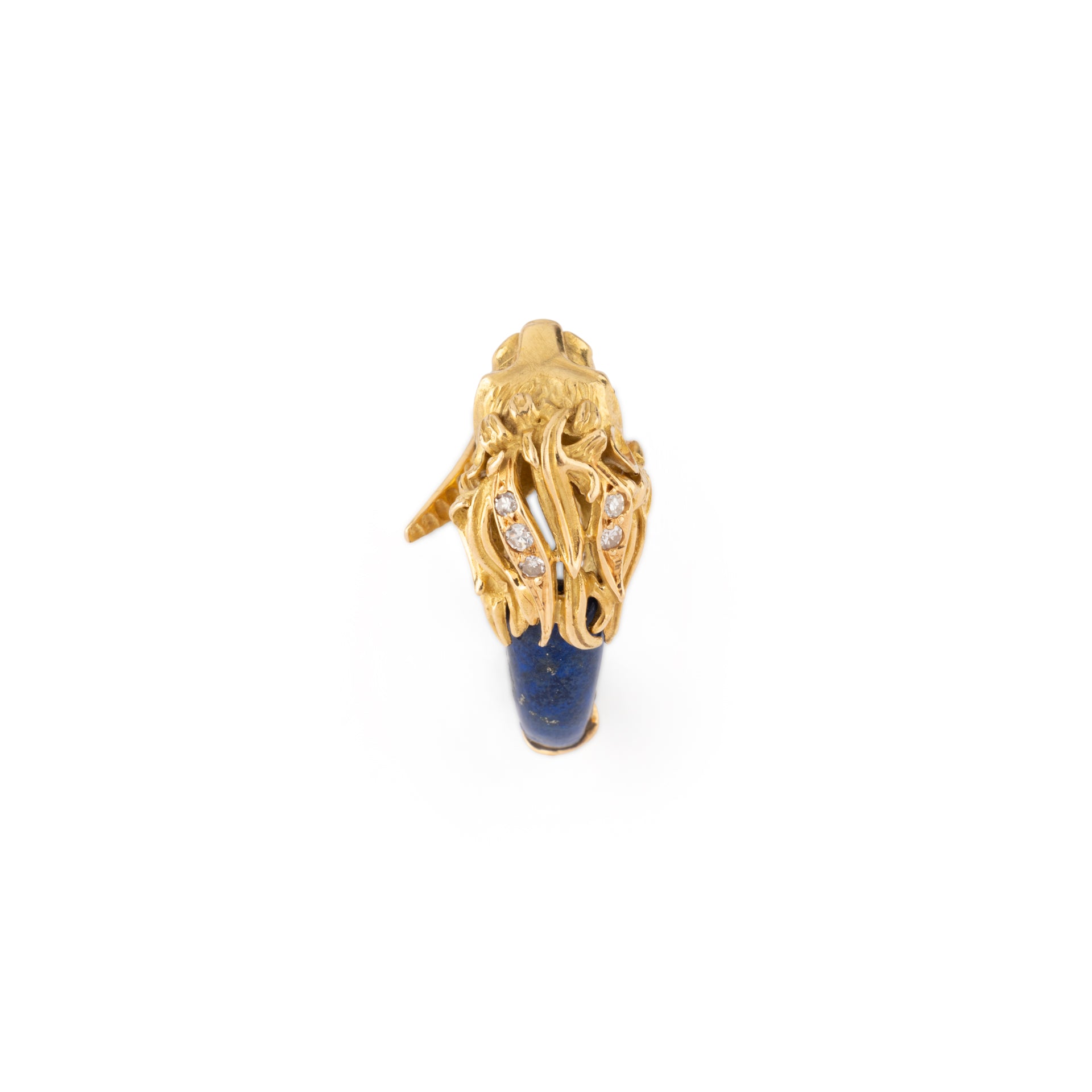 Pierre and Jean Bellin, Lion's Head Ring, Gold, Lapis Lazuli, Diamonds