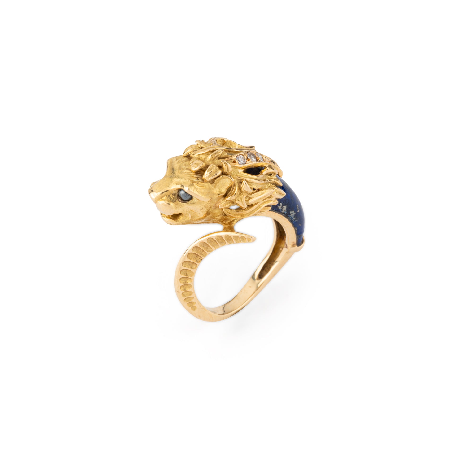 Pierre et Jean Bellin, Bague tête de Lion, Or, Lapis-Lazuli, Diamants