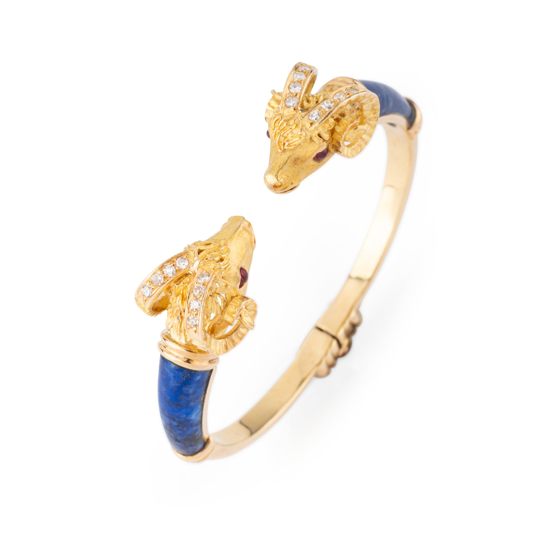 Bellin, Bracelet Têtes de Bélier, Or, Diamants, Lapis, Rubis