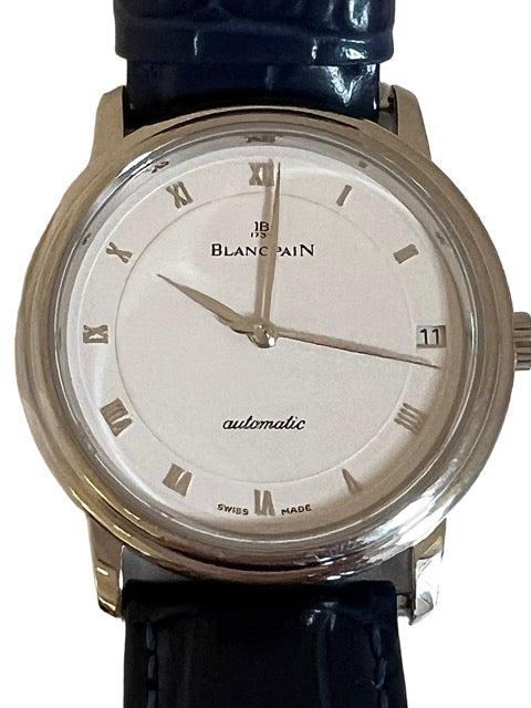 Blancpain, Villeret watch in steel on leather
